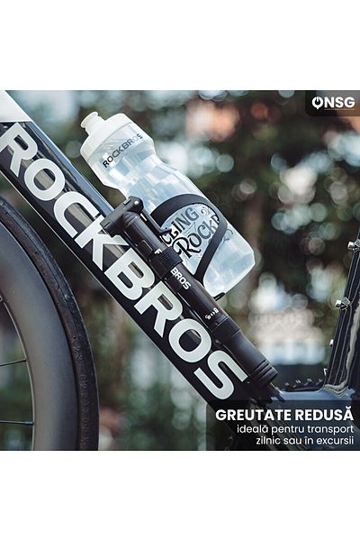 ROCKBROS Manual Bicycle Pump With Integrated Screwdriver, Maximum Pressure 8.3 Bar, Black