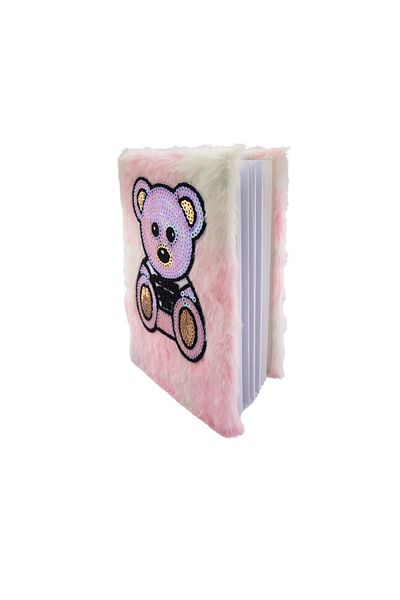 layfhex Cute Animal Pattern Plush Notebook Faux Fur Hard Cover Notepad Colorful
