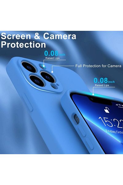 OEM Husă pentru iPhone 13 PRO MAX din silicon cu interior din microfibră și protecție pentru cameră - Albastră