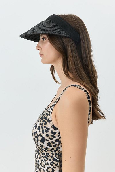 C&City Straw Visor Hat Y8218 Dark Black
