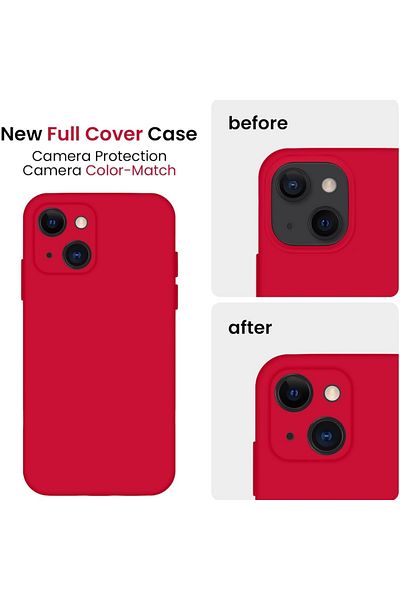 OEM Velvety silicone case for iPhone 14 with microfiber interior and camera protection - Dark red