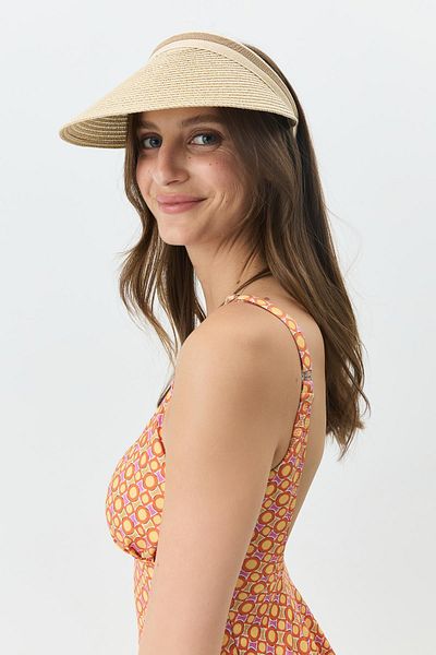 C&City Visor Straw Beach Hat Y8200 Light Beige