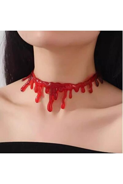 Tessero Choker necklace for women, blood effect, cut neck, red, Tessero