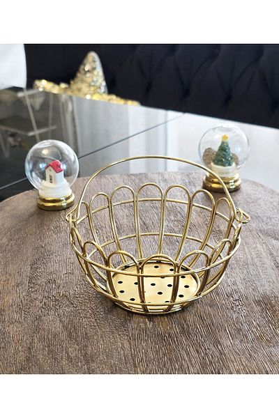 LOVYCO Gold Handle Basket Presentation, Fruit Basket 13 cm