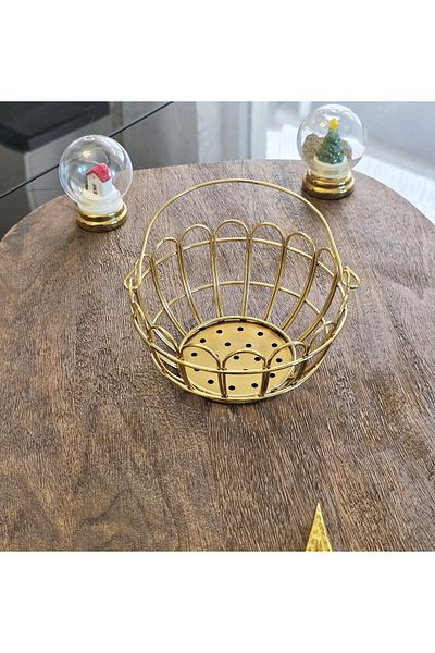 LOVYCO Gold Handle Basket Presentation, Fruit Basket 13 cm