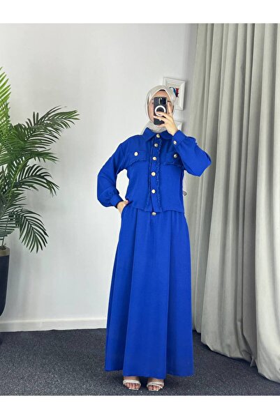 Esre Store 44581 - بدلة إيروربين حجاب مزدوجة باللون الأزرق