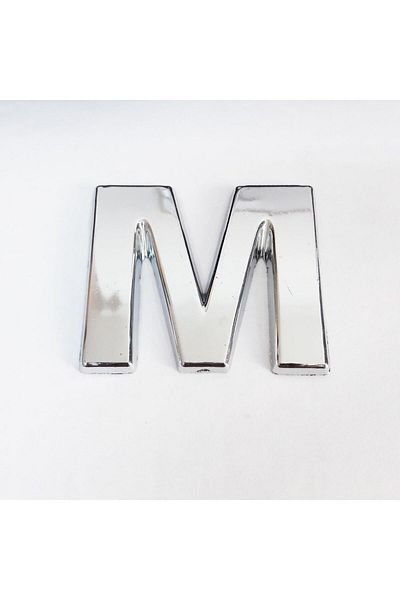 MR RZN STORE Cemax Letter m 3.75 cm with Chrome Adhesive