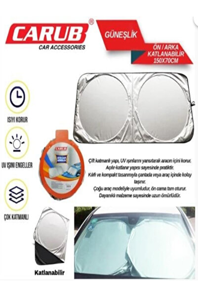 MOTTOMOR OTO GÜNEŞLİK ÖN ARKA KATLANIR YUVARLAK ARABA 150CMX70CM