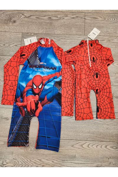 gnygiyim Boy's Character Patterned Jumpsuit Swimsuit with Hidden Zipper