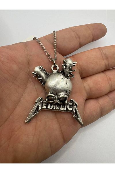 Herşey Nota Metallica Damage Inc. Silver Color Unisex Necklace – Rock and Metal Music Jewelry