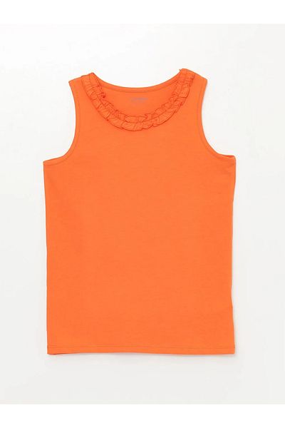 LC Waikiki Lcw Kids Ecru Crew Neck Ruffle Detailed Girl's Undershirt
