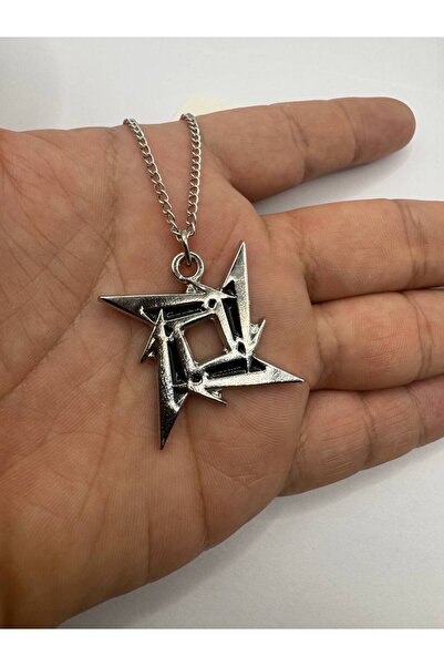 Yuchicly Metallica Ninja Star Silver Color Women's Men's Necklace – Rock and ...