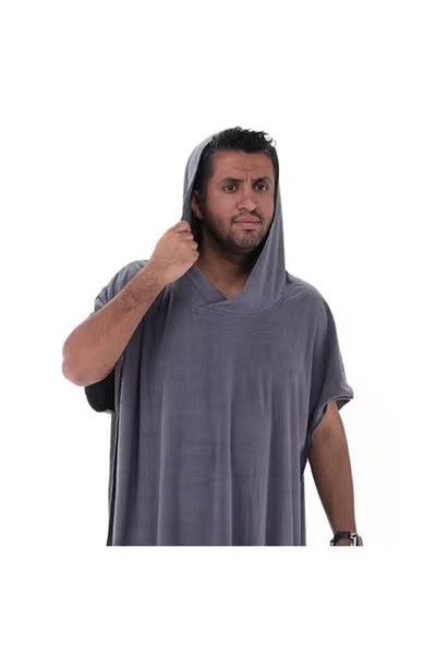 RJ RJ Men's Grey Wift Luxury Hooded Bathrobe Soft Lightweight Premium Bathrobe with Super Absorbent