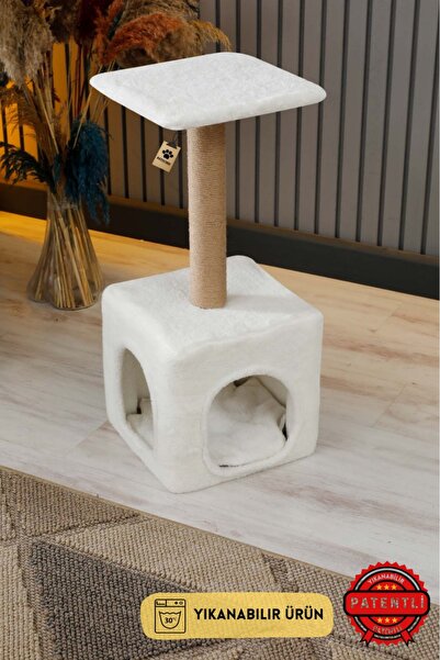PATİSTORE Bodrum Yıkanabilir Yataklı Kedi Tırmalama Ve Oyun Evi Kulesi - Ağır...