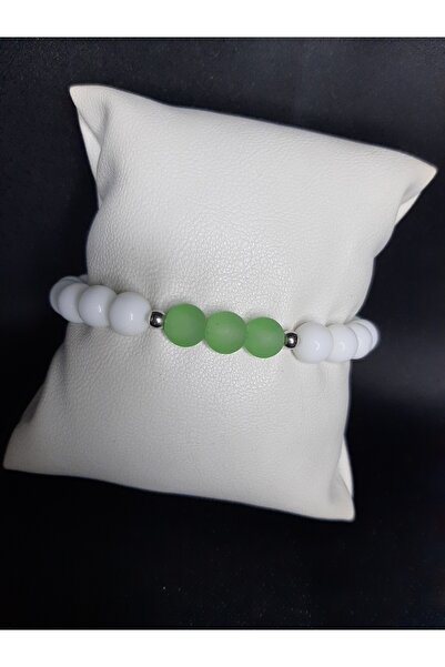 MRYart سوار مرن للجنسين من العقيق الأبيض وحجر اليشم الثلجي والحجر الطبيعي (8 مم)