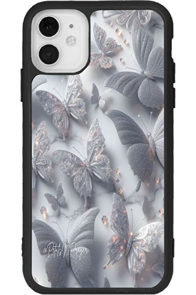 Aksel Kılıf متوافق مع هاتف iPhone 12، مطبوع، لون أسود غير لامع، سيليكون ناعم،...