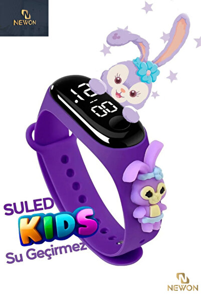 Newon Figürlü Dijital Led Çocuk Saati Dokunmatik Ekranlı Su Geçirmez