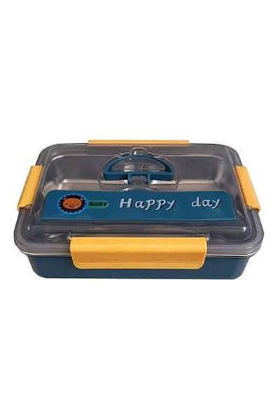 SIKS Stainless Steel Compartmented Thermal Casserole for Children with Spoon, 25x18x8, 500g, Yellow