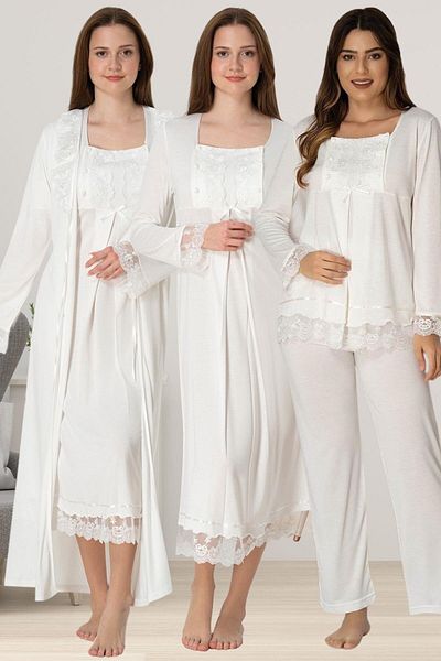 by İGP Maternity Maternity Morning Nightgown and Pajama Set 4 Piece Maternity Set