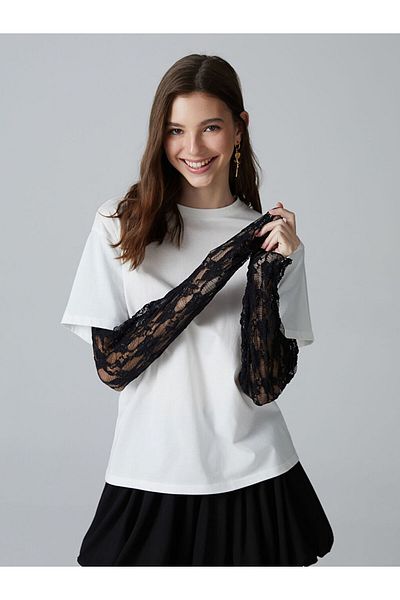 LC Waikiki Tricou pentru fetiță cu dantelă LCW