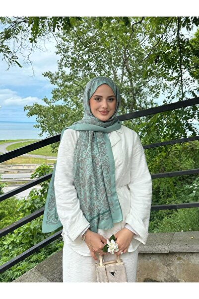 Oxygen Scarfs Βαμβακερό μεταξωτό σάλι με τεσσάρωνα φλοράλ μοτίβα-202343