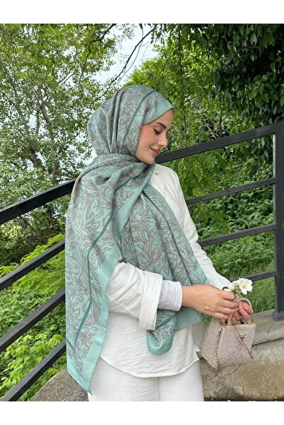 Oxygen Scarfs Βαμβακερό μεταξωτό σάλι με τεσσάρωνα φλοράλ μοτίβα-202343