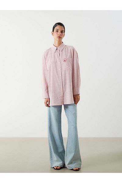 LC Waikiki New Season Cherry Nakisli Oversize Women's Shirt Tunic - S5Ge83Z8