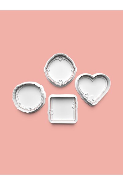 AKTASTORE Kalp Desenli Çerçeveler Kurabiye Kalıbı Ve Şeker Hamuru Kalıbı 4'lü...
