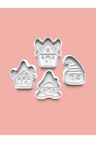 AKTASTORE مجموعة قوالب البسكويت والحلوى اللطيفة من Little Houses مكونة من 4 قطع