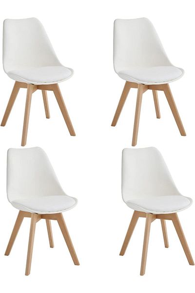 Generic 4-Dining Chair Modern Classic Style Chair with Leather Upholstered Padded Seat with Wooden Legs