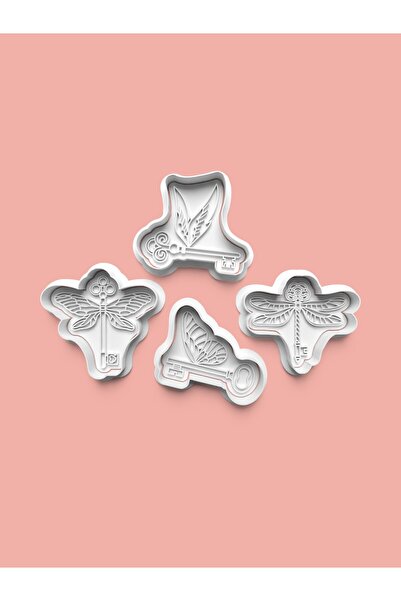 AKTASTORE قالب كوكيز على شكل مفتاح طائر وقالب عجينة السكر، مجموعة من 4 قطع 05...