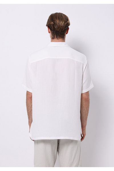 Colin's Comfort Fit Shirt Neck Jacquard Men's Ecru Short Sleeve Shirt