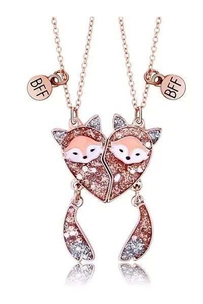 SYGGY Set de 2 lantisoare, inscriptie Best Friend cu pandantiv FOX BFF