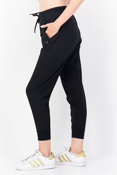Hurley Women Sportswear Fit Solid Drawstring Pants, Black