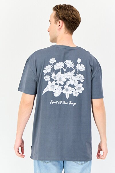 Threadbare Men Crew Neck Short Sleeve Graphic Print T Shirt, Grey