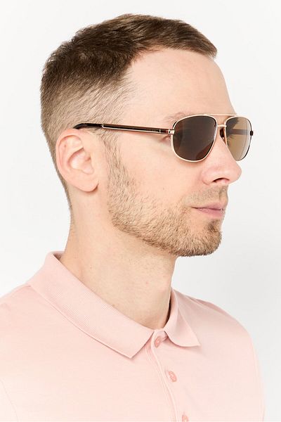 Guess Men GF0244 Aviator Sunglasses, Brown