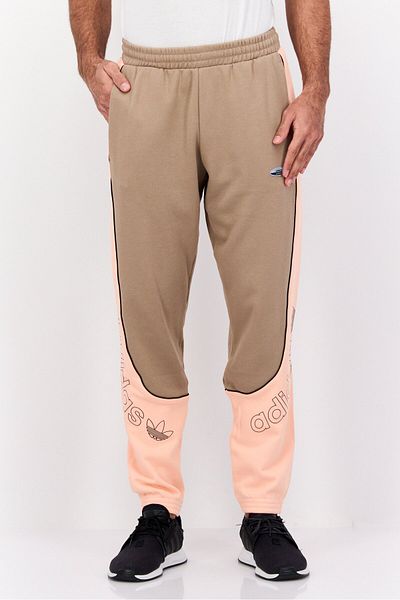 adidas Men Regular Fit Brand Logo Outdoor Sweatpants, Brown