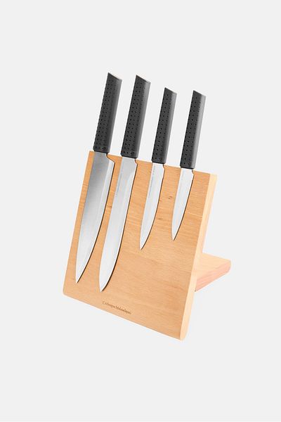 Catherine Malandrino Wooden Knife Block Set, Brown