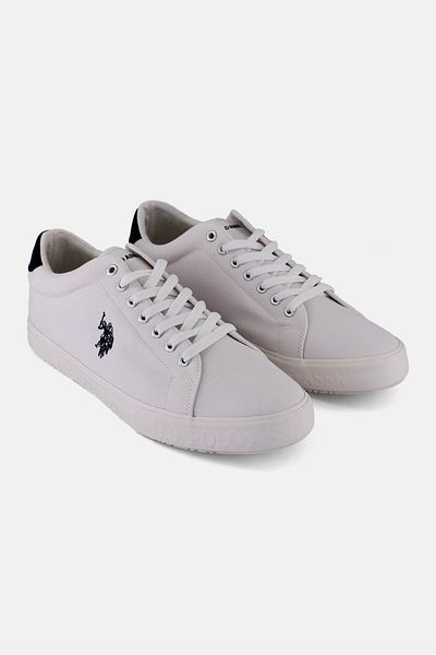 U.S. Polo Assn. Men Canvas-Eco Leather Lace Up Casual Shoes, White