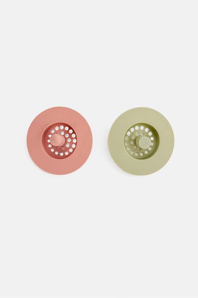 Tchibo 2 Sink Strainers Silicon, Green and Pink