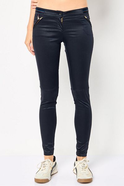 Harmont & Blaine Women Regular Fit Solid Skinny Leg Pants, Dark Navy