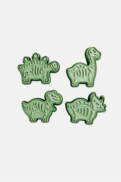 Preschool Fun 4 Pieces Silicone 3D Cookie Cutters, Green