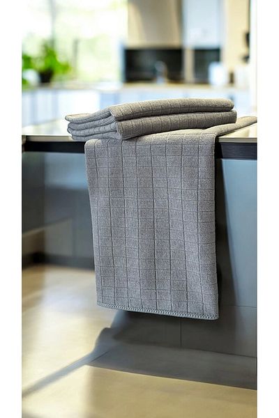 Ellesill Microfiber Checkered General Cleaning Cloth Set of 3 Glass, Kitchen, Floor Wiping and Drying Cloth Set - 4