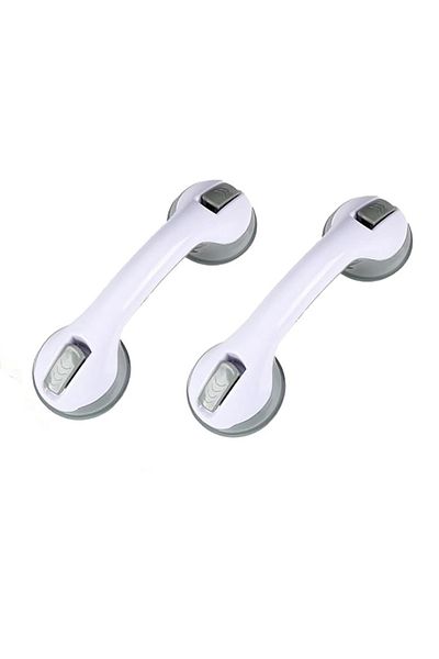 Generic Set de 2 bare de susținere pentru căzi și dușuri, Plastic, Alb/Gri