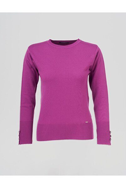 Kayra Sıfır Yaka Triko Kazak Fuşya