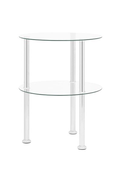 vidaxl 2-Tier Side Table Transparent 38 cm Tempered Glass