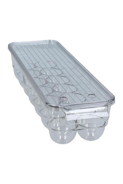 Generic Felli Plastic Stackable Refrigerator Egg Holder with Cover Clear Medium