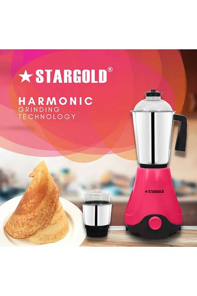 Generic STARGOLD 600W 2-in-1 Mixer Grinder with Stainless Steel Jars – Multi-Purpose Grinder in Pink
