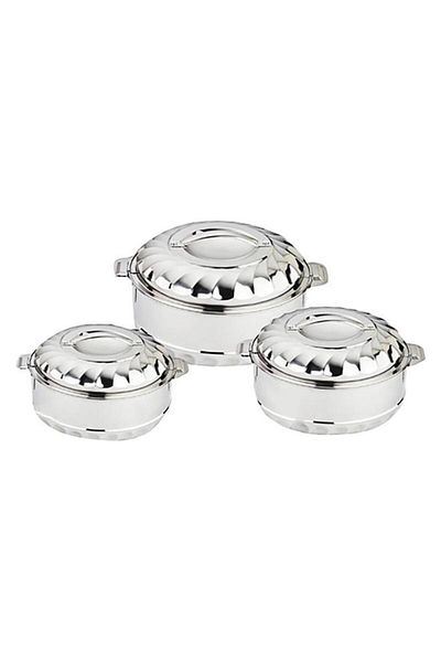 Generic Bien Servi Stainless Steel Elegant Round Food Warmer Set with Lids Silver
