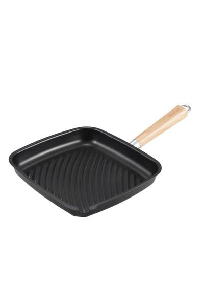 Generic PARFAIT High Quality Grill Pan with Wooden Handle Black and Beige 26 x 28cm 31527-KE